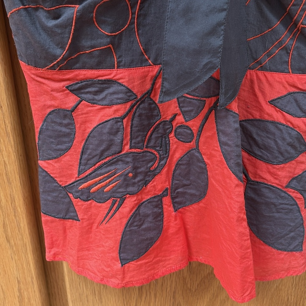 Anthropologie Floreat Secret Oriole Bird Appliqué Tank Top Silk Trim 6 - Picture 3 of 6